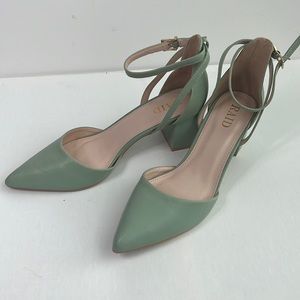 Elegant Sage Green Ankle Strap Heels